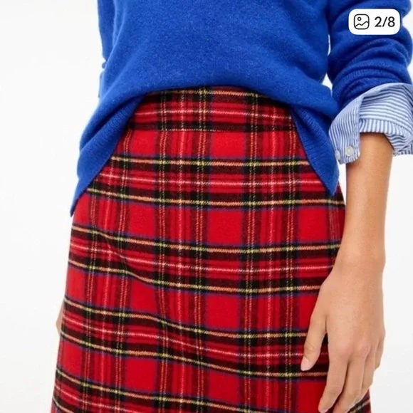 J. Crew Red Tartan Wool blend Skirt new with tags sz 6 - Picture 1 of 2